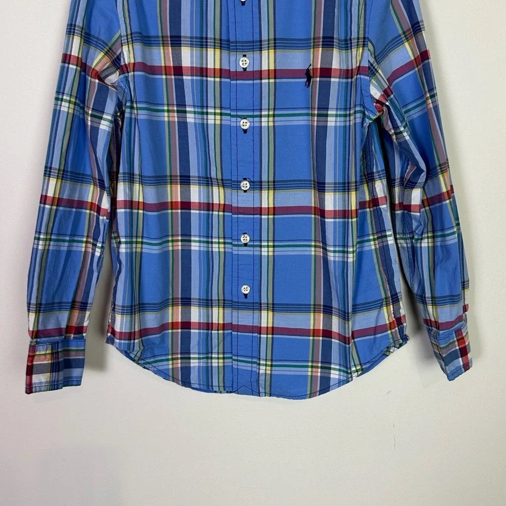Ralph Lauren Boys Multi Color Plaid Button Down Dress Shirt Size 8